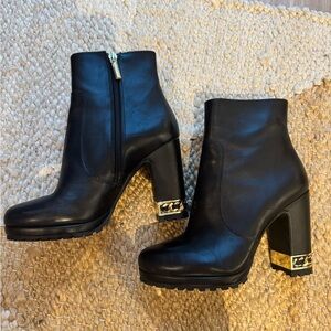 Karl Lagerfeld black and gold booties